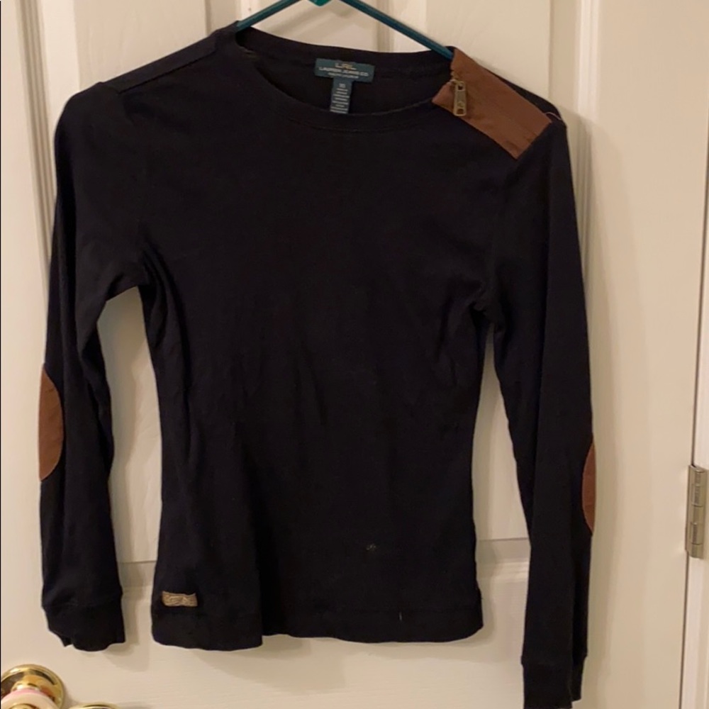 Ralph Lauren black top with elbow patches